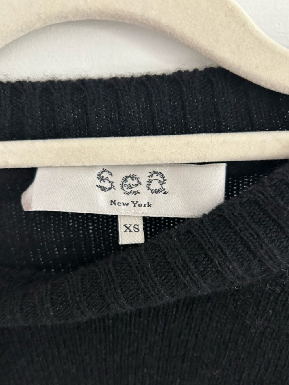 SEA NY Nuria Organza Puff Sleeve Sweater Top - Picture 2 of 3